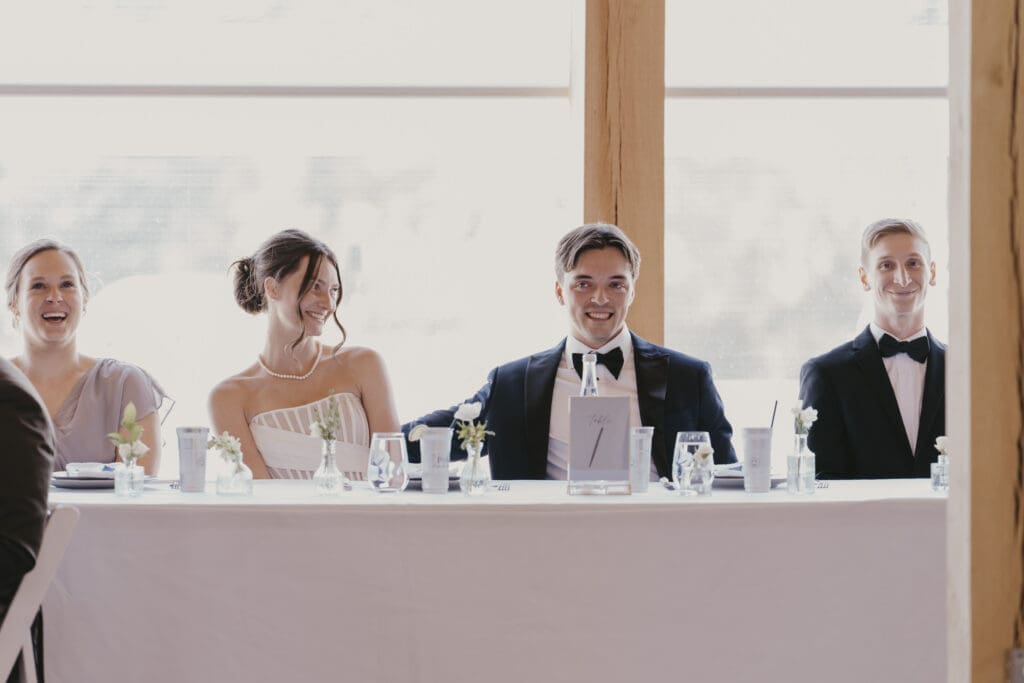 Bride and groom's table at their Bortner Valley wedding