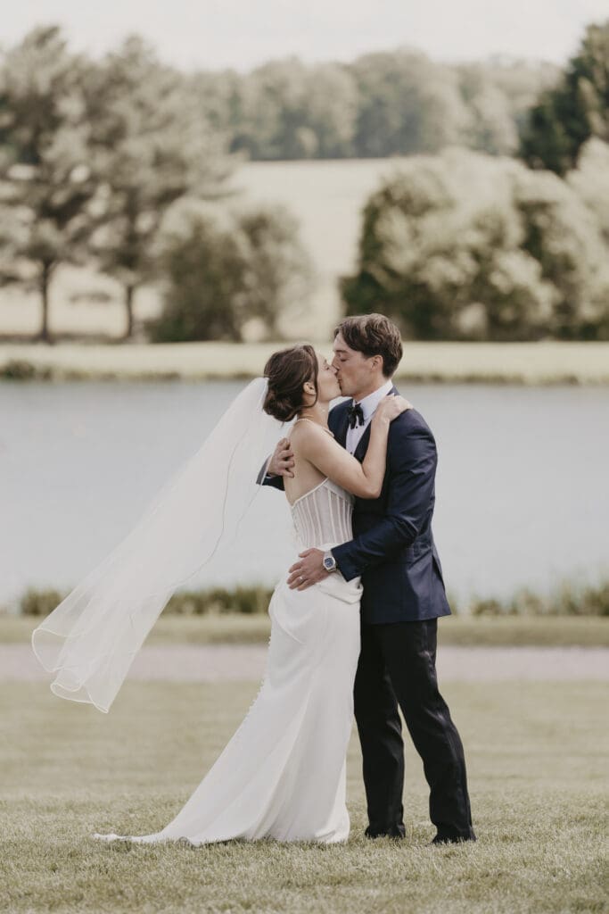 Bride and groom portrait at Bortner Valley wedding