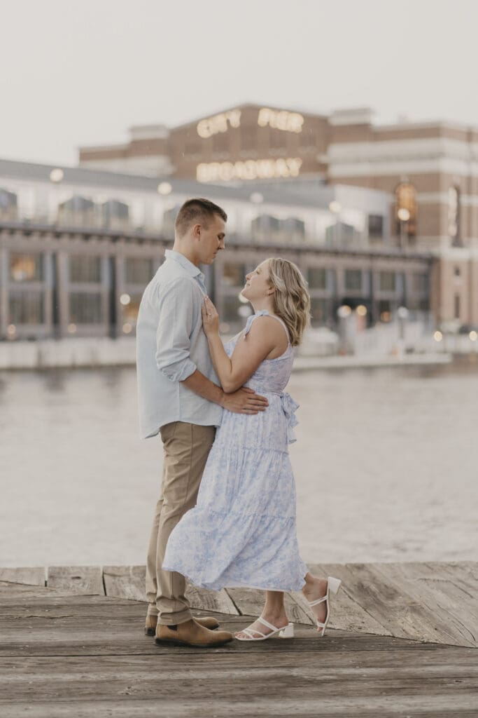 Fells, Point (Baltimore, MD) Engagement photo shoot on a pier

