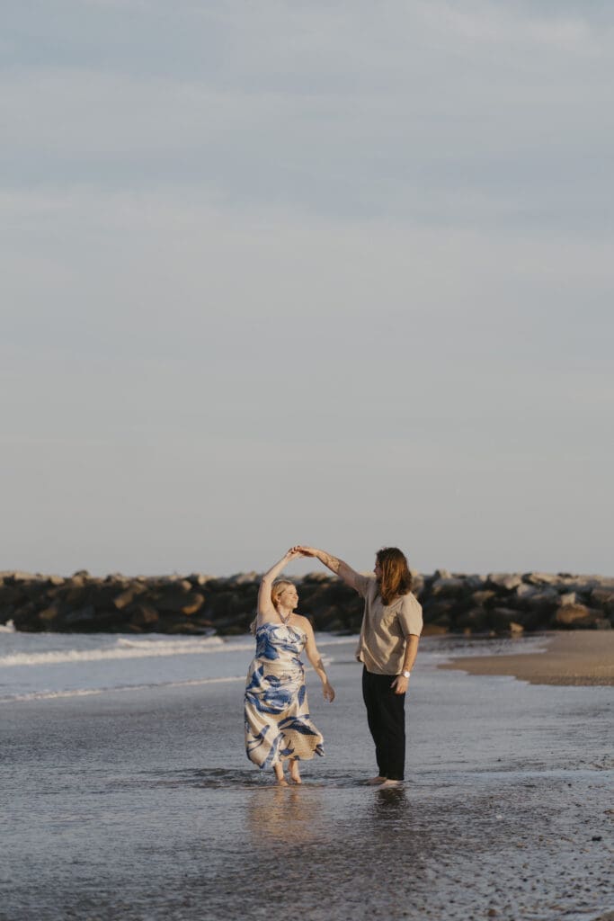 Cape Henlopen Beach whimsical engagement photo shoot
