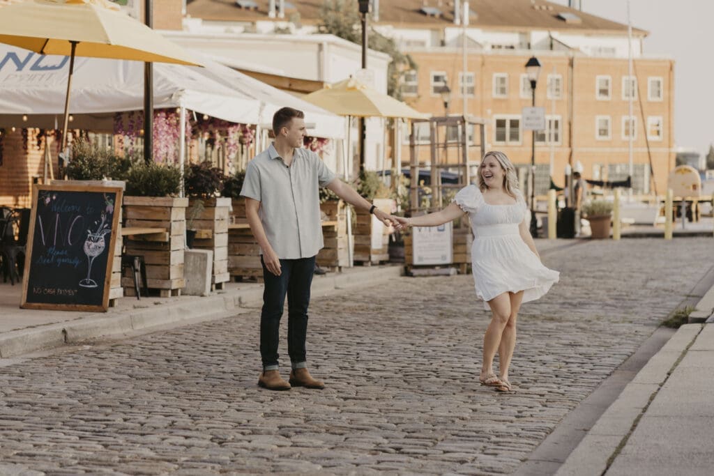 Fells Point engagement photo shoot of a young couple