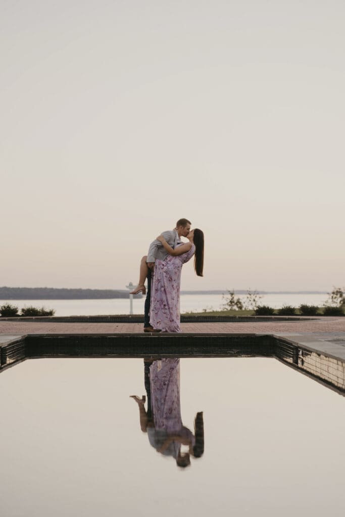Engaged couple photo session at Bohemia Overlook and Rosewood Farms